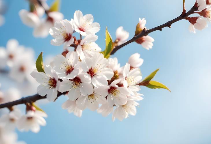 Artistic Cherry Blossom Branches with Blue Sky and Soft Focus