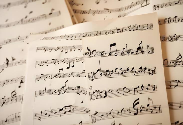 Artistic Closeup of Music Sheets with Notes  Elegant Background for Music and Composition Projects