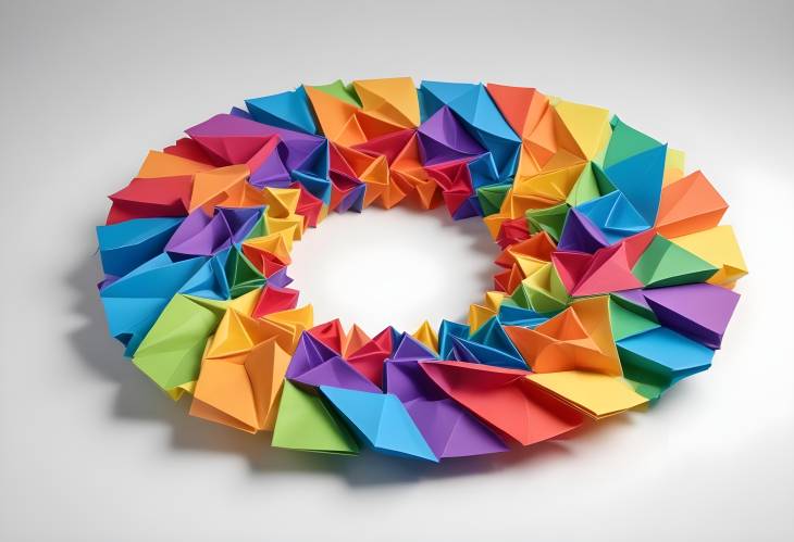 Artistic Expression Colorful Origami Units in a Rainbow Circle