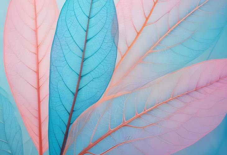 Artistic Macro of Transparent Pastel Skeleton Leaves