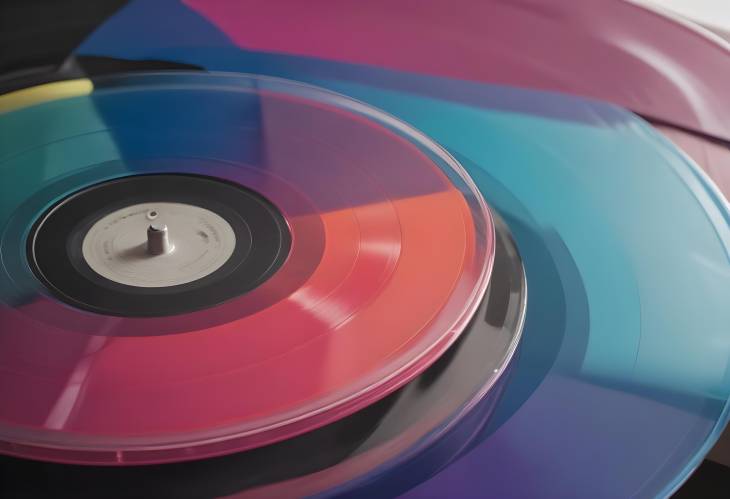 Artistic Perspective Close Up of a Colorful Vinyl Record