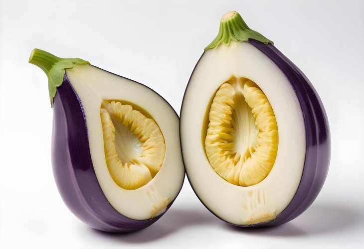 Artistic Sliced Eggplant on White Background Ideal for Culinary Photography