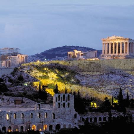 Athens Sunset Panorama with Parthenon and Old Town View