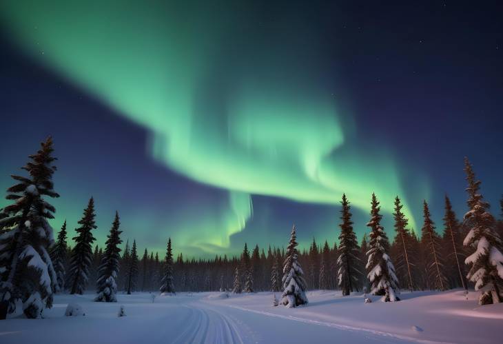 Aurora Borealis Illuminates Winter Arctic Sky in Lapland, Northern Lights Extravaganza