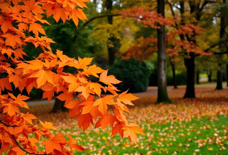 Autumn Beauty Orange Leaves in the Park