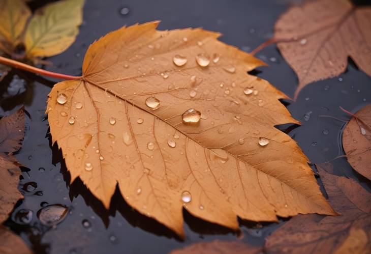 Autumn Leaf with Raindrops A CloseUp of Natures Beauty in New Hampshire, USA