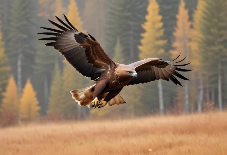 Autumn Majesty Golden Eagle Flying High in umava, Czech Republic