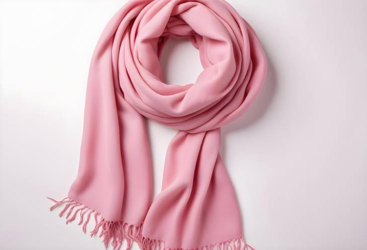 Autumn Pink Scarf Isolated on White with Copy Space