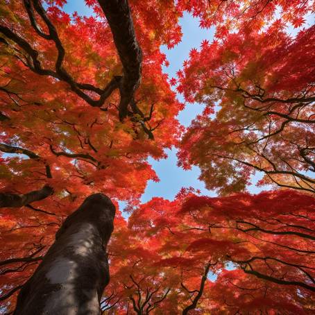 Autumnal Red Maple Leaves at Homangu Kamado Shrine Fukuokas Fall Beauty in Japan