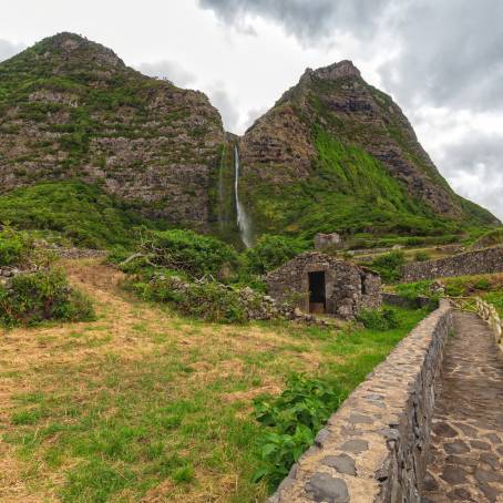 Azores Green Landscape Waterfalls and Lake Poco Ribeira do Ferreiro