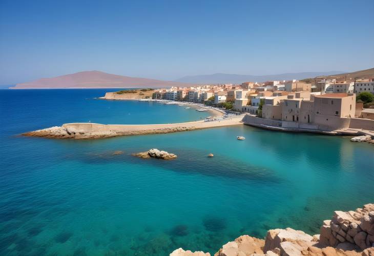 Azure Tranquility Chania Bay on a Sunny Summer Day in Crete