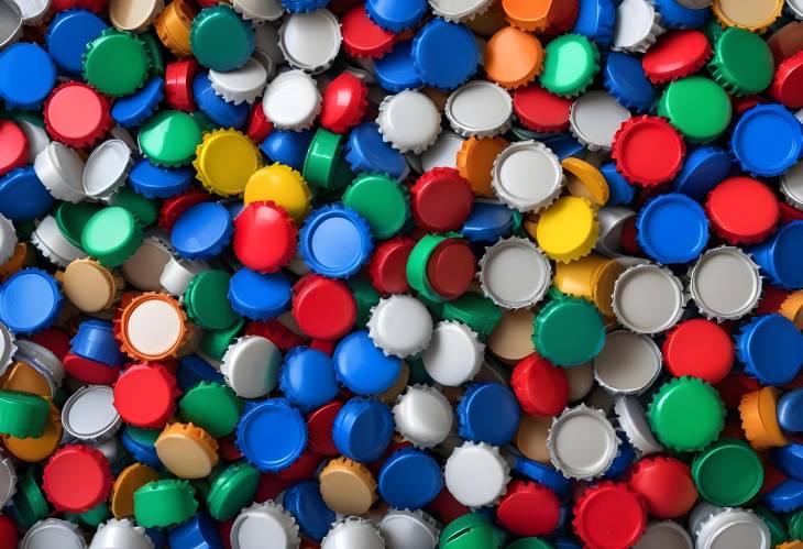 Background of Plastic Bottle Caps, Recyclable Material, Removing Lids for Recycling, Processing and