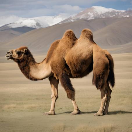 Bactrian Camel Native Two Humped Ungulate Roaming Mongolia Vast Steppes