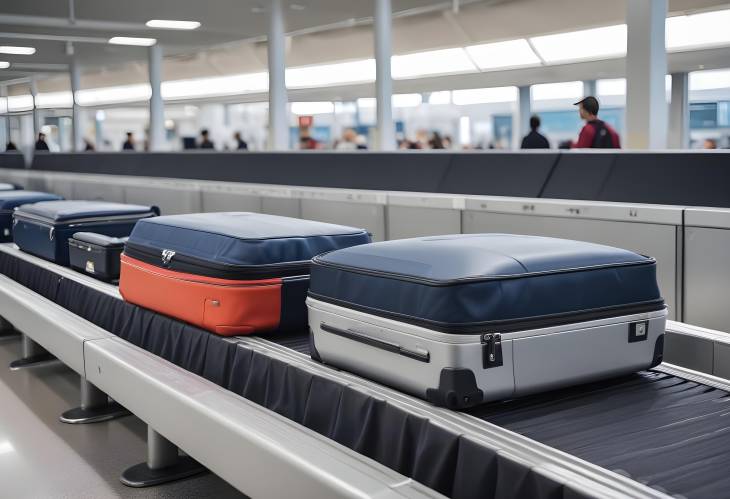 Baggage on Airport Conveyor Belt, Passenger Luggage and Handling System