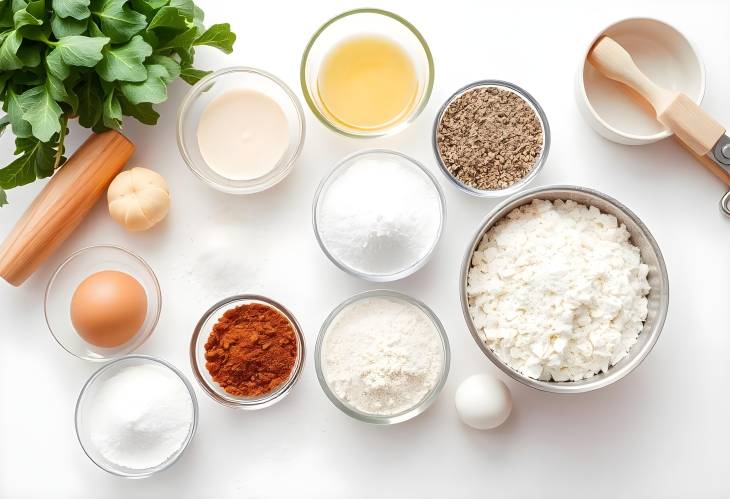 Baking Essentials Preparing Pastry Ingredients on a White Surface