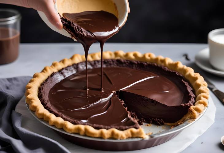 Baking with Love Filling a Crisp Pie Shell with Smooth, Melted Chocolate