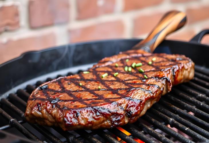 Barbecue Brilliance Tomahawk Steak Sizzles on a Cast Iron Grill