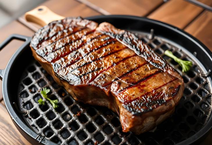 Barbecue Perfection Tomahawk Steak Grilled to Perfection on a Cast Iron Surface