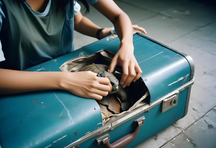 Battered Suitcase Containing Tortoise Shells Evidence of Wildlife Trafficking