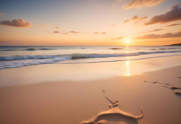 Beach Sunset with Sparkling Ocean and Light Sand