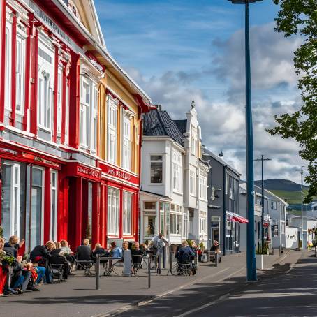 Beautiful Akureyri Cityscape in Iceland Featuring Scenic Streets and Unique Buildings