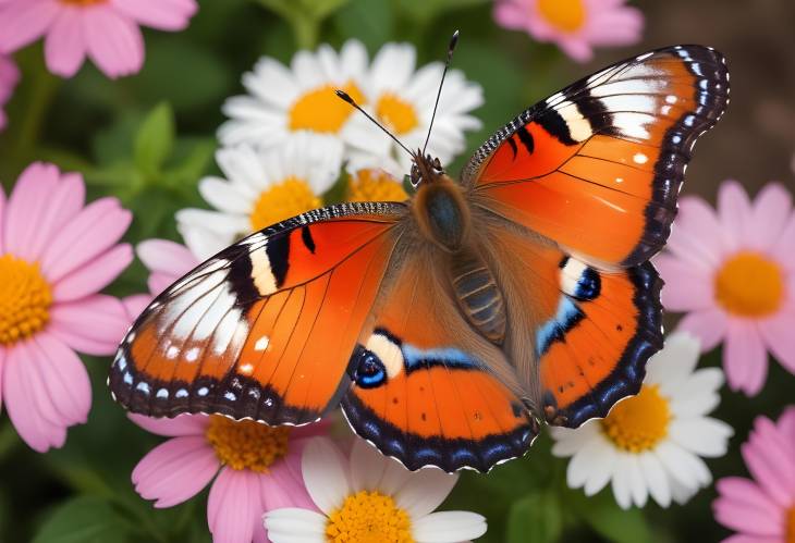 Beautiful Butterfly on a Bright Flower Close Up of Delicate Wings and Vivid Colors