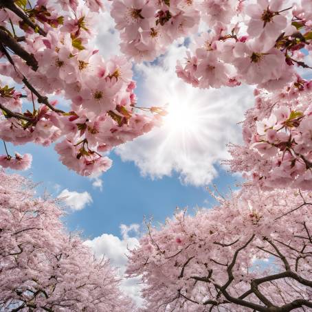 Beautiful Cherry Blossom and Cloudy Sky Perfect for Stretch Ceiling Inspiration