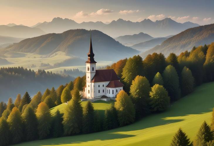 Beautiful Etting Church St. Andreas in Upper Bavarias Natural Landscape Wallpaper