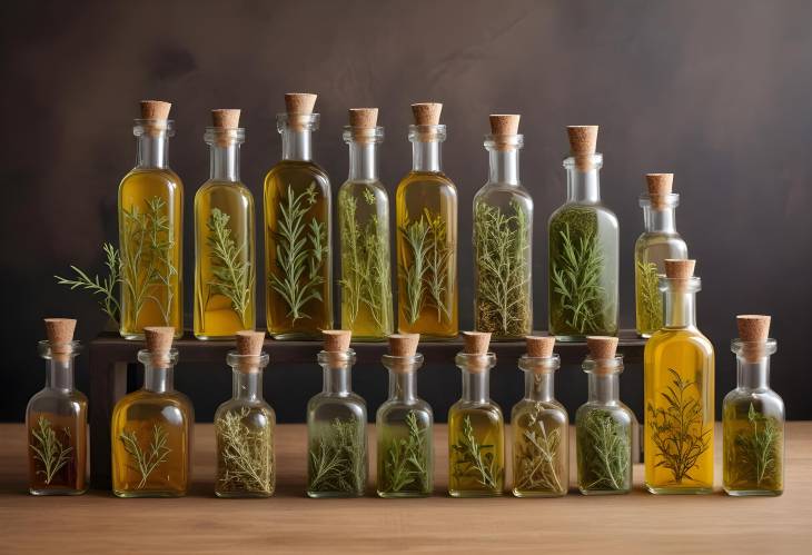 Beautiful Herb Infused Oils in Glass Bottles  Artisanal Craft for Cooking