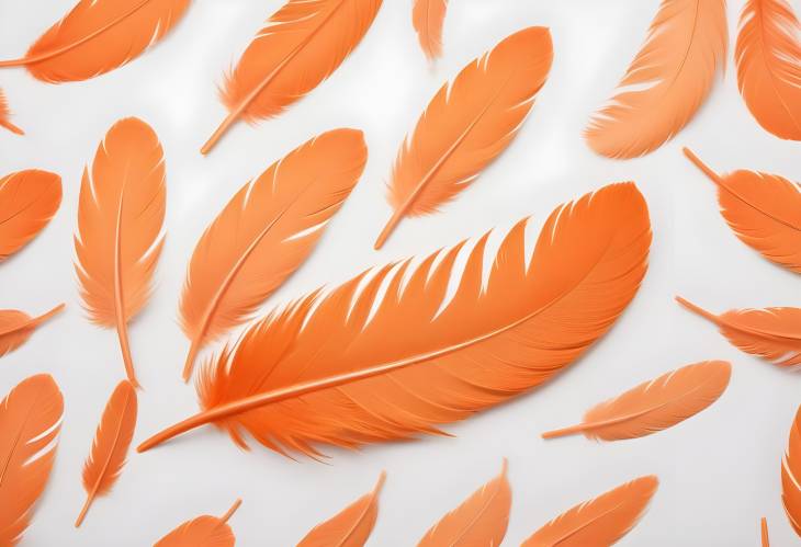 Beautiful orange bird feather isolated on white