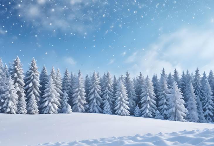 Beautiful Snowy Winter Background with Blurred Forest