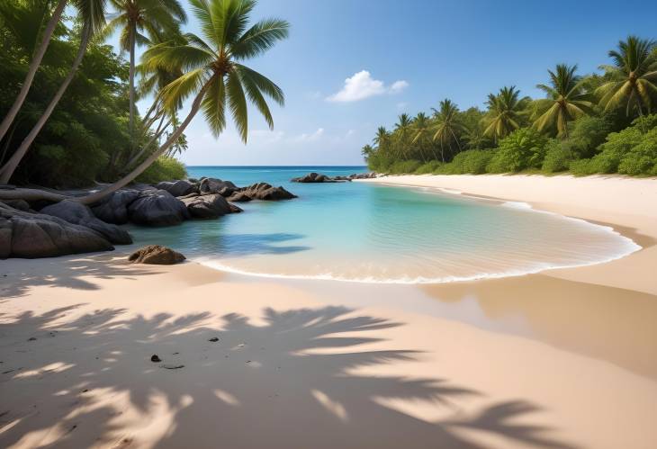 Beautiful Tropical Beach Natural Landscape with Empty Sand and Crystal Waters