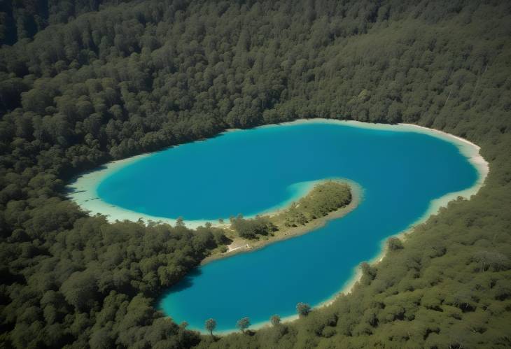 Beautiful Turquoise Lake in Lagunas de Montebello National Park Aerial View