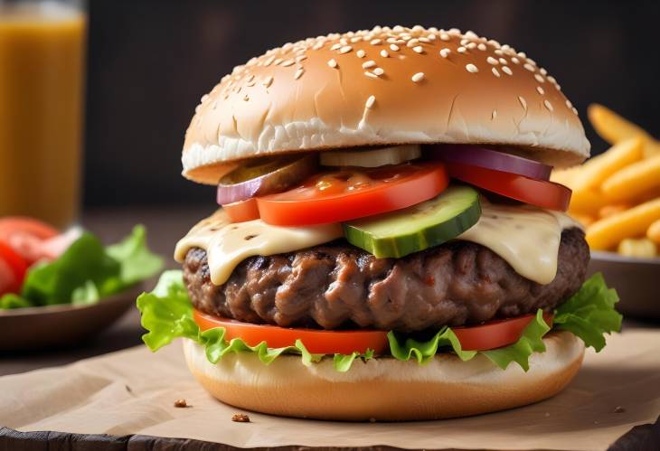 Beef and Veggie Combo Close Up of a Delicious Burger