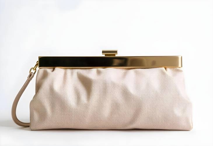 Beige Clutch Bag Isolated on White Background Classic and Stylish Fashion Statement