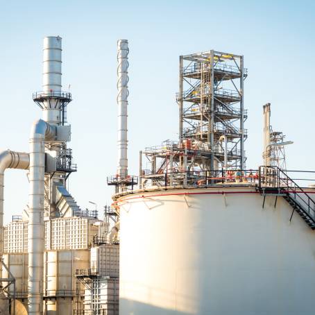 Big Industrial Oil Tanks in Refinery Complex