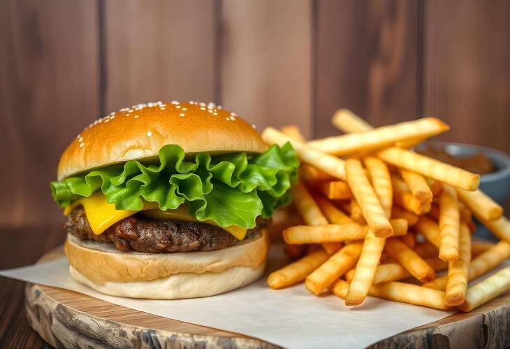 Big Size Burger with Meat and Fries