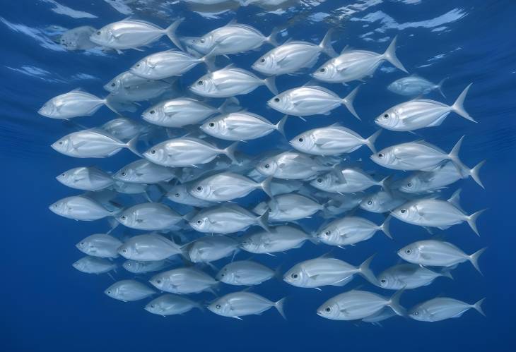 Bigeye Trevallies Swarming in the Pacific Blue