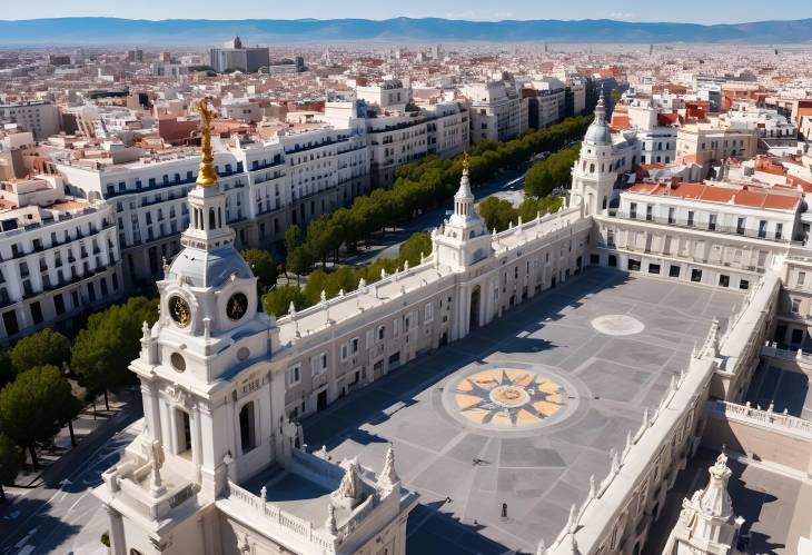 Birds Eye View of Madrid from Almudena Cathedral A Panoramic City Landscape