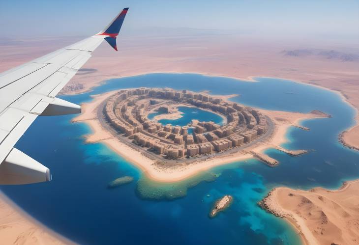 Birds Eye View of Sharm El Sheikh Reefs and Hotels on Egypt Red Sea Coast