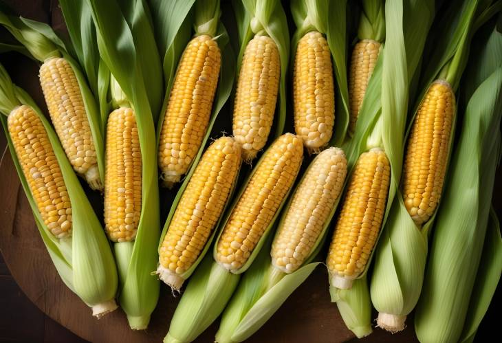 BirdsEye View of Fresh Corn on the Cob Perfect for Grilling, Boiling, and Summer Meals