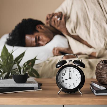 Black Alarm Clock with Mans Hand  Close Up View of Modern Timepiece