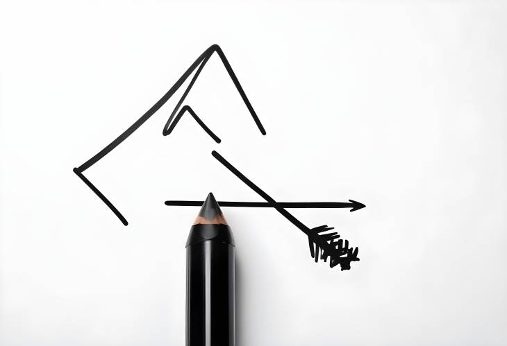 Black Arrow on White Background Top Down View with Marker Drawing