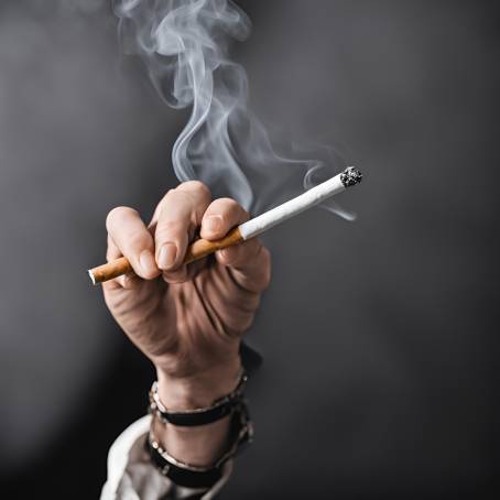 Black Background with CloseUp of Cigarette Smoke