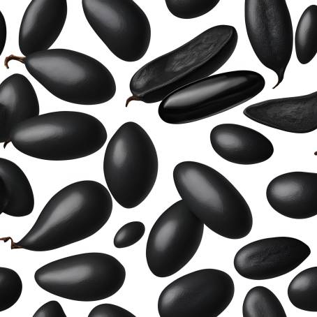 Black Beans in White Ceramic Spoon Against Black Background Close Up, High Quality Food Photograph