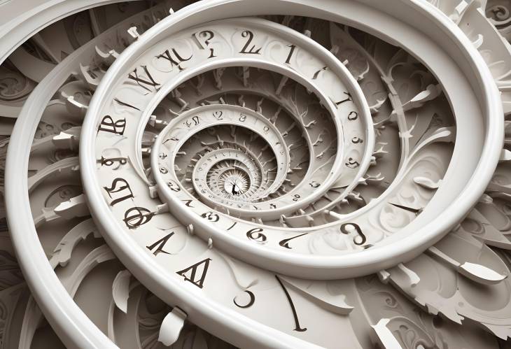 Black Clock Face in Spiral Fractal Design Infinity and Time Concepts Banner