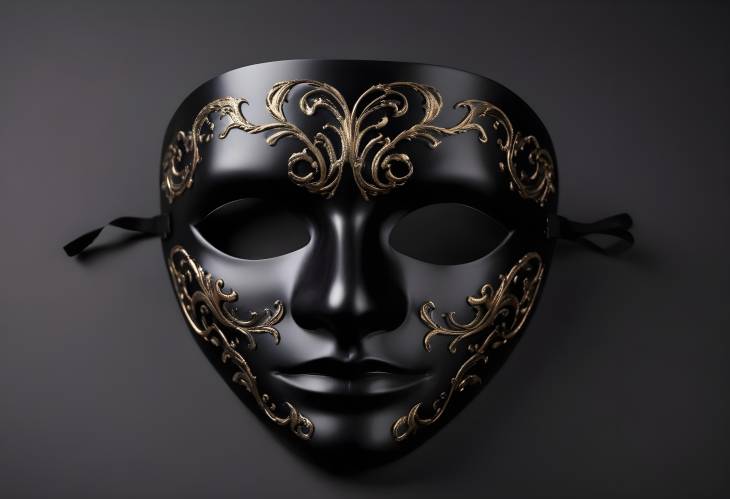 Black Mask Isolated on White Ideal for Costumes, Theatrical Performances, and Masquerades