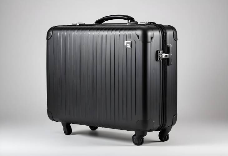 Black Travel Suitcase on White Background Sleek and Modern Luggage for Every Trip