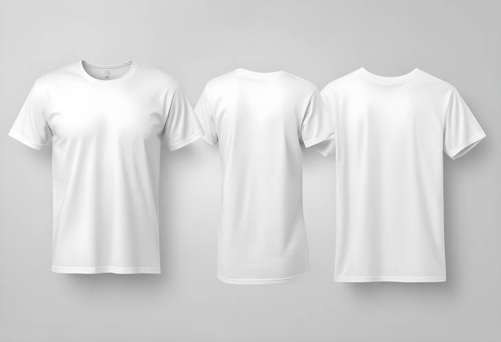 Blank T Shirt Front and Back Views Isolated on White for Custom Design and Printing