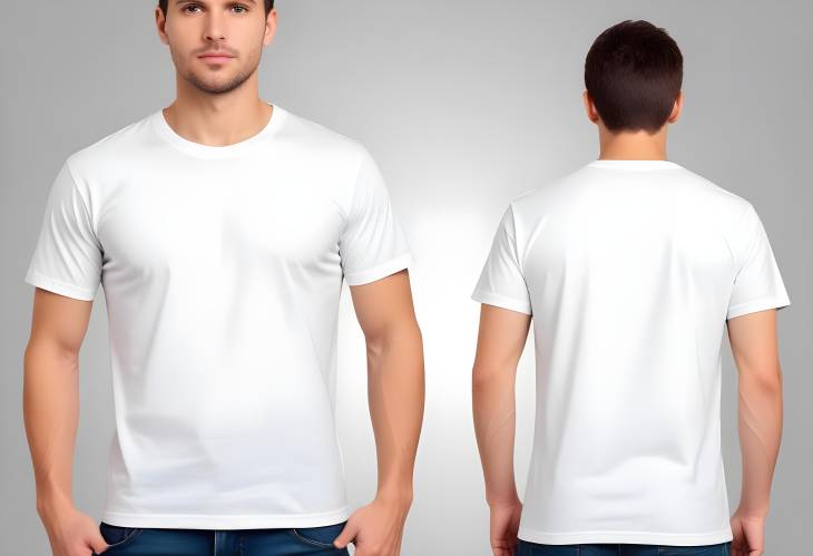 Blank T Shirt Mockup Isolated on White, Front and Back Views for Customization and Design